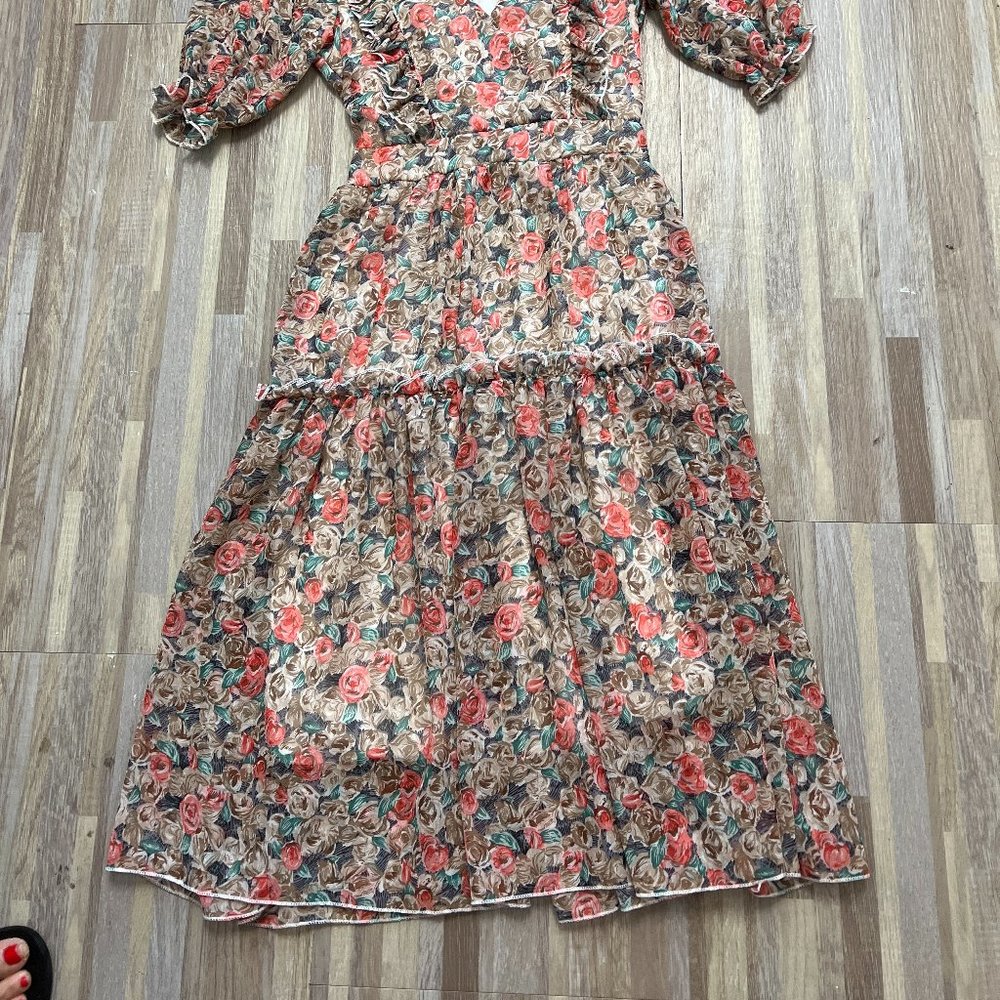 Who What Wear Floral Midi Dress - Picture 2 of 3